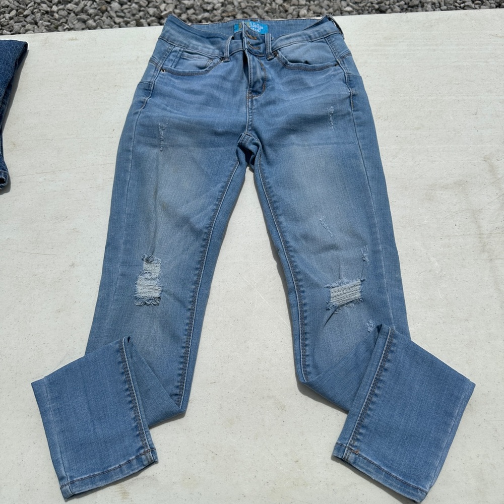 Wax Jean Light Blue Distressed Skinny Jeans